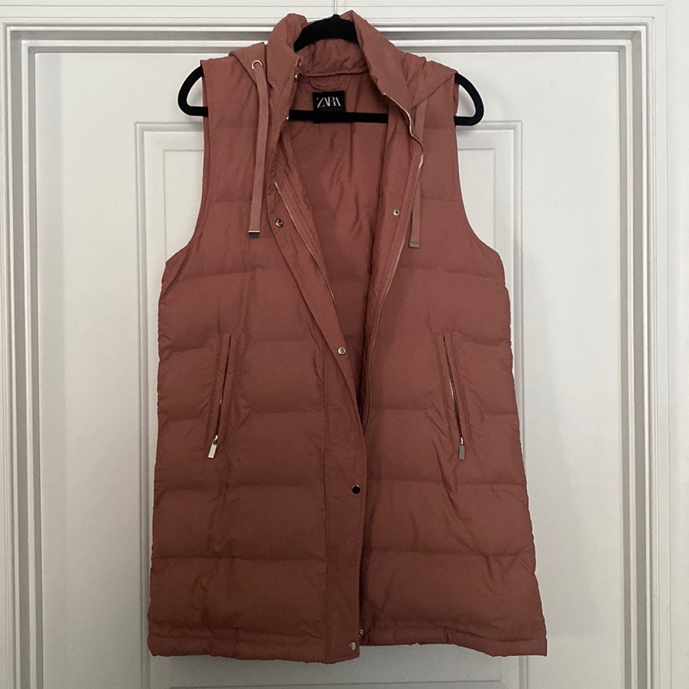 Brand New ZARA long puff vest size medium